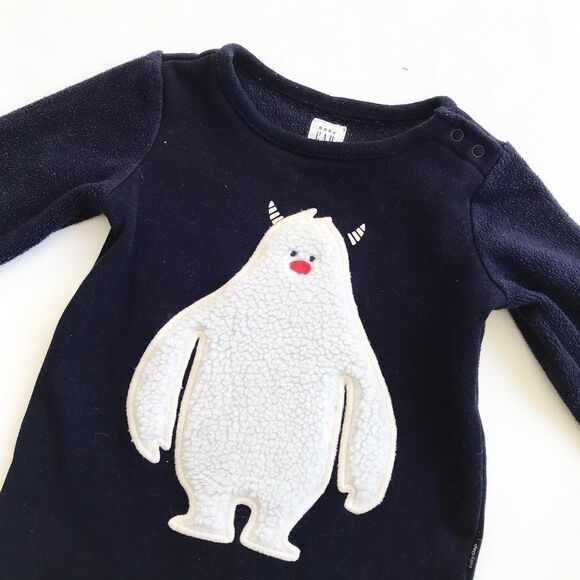 BABygap navy sweatshirt monster jumpsuit VGUC 6-12 - Picture 2 of 4